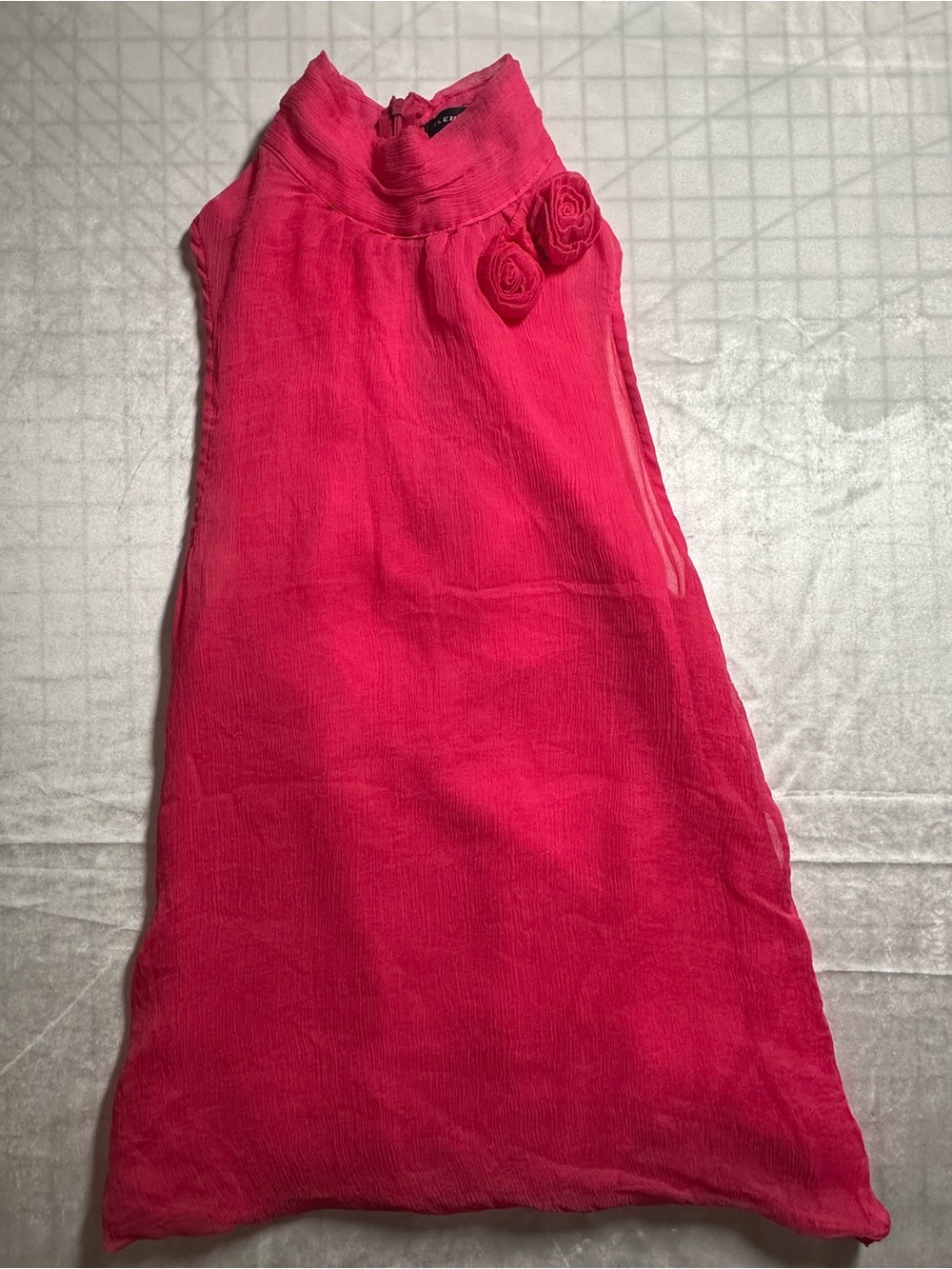 Y2K Elena Solano Hot Pink Silk rose appliqués Top
